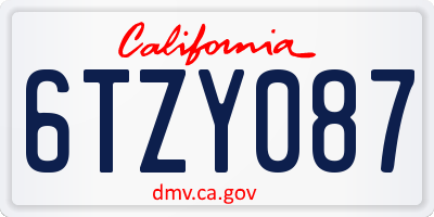 CA license plate 6TZY087