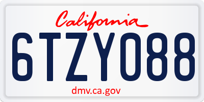 CA license plate 6TZY088