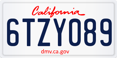 CA license plate 6TZY089