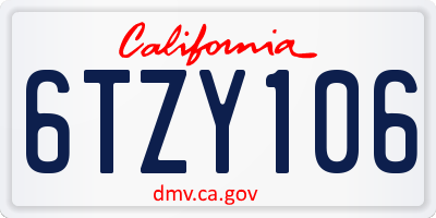 CA license plate 6TZY106