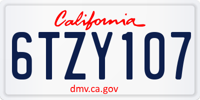 CA license plate 6TZY107