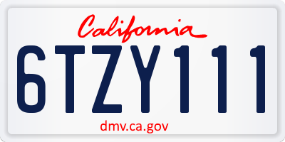 CA license plate 6TZY111