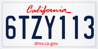 CA license plate 6TZY113
