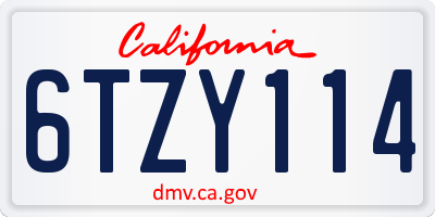 CA license plate 6TZY114