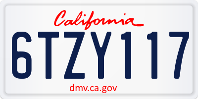 CA license plate 6TZY117