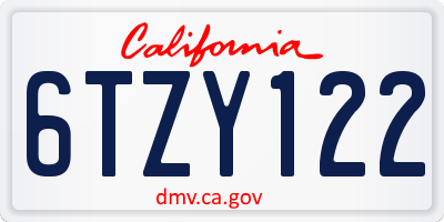 CA license plate 6TZY122