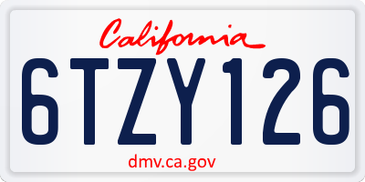CA license plate 6TZY126