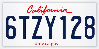 CA license plate 6TZY128