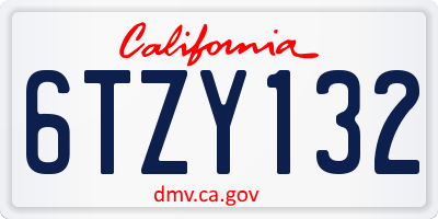 CA license plate 6TZY132