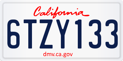 CA license plate 6TZY133