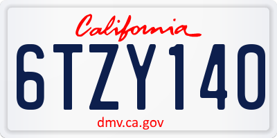 CA license plate 6TZY140