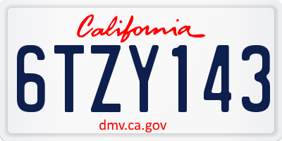CA license plate 6TZY143