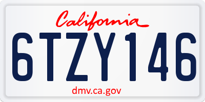 CA license plate 6TZY146