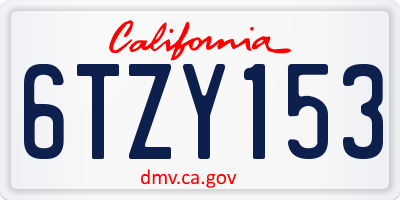 CA license plate 6TZY153