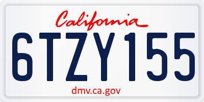 CA license plate 6TZY155