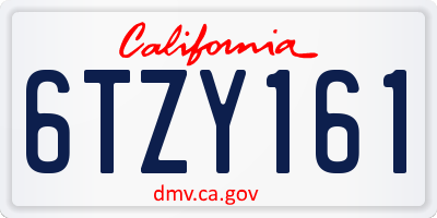 CA license plate 6TZY161