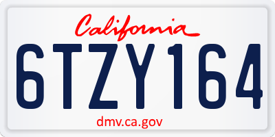 CA license plate 6TZY164