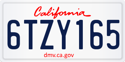 CA license plate 6TZY165
