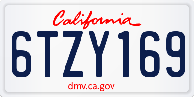 CA license plate 6TZY169