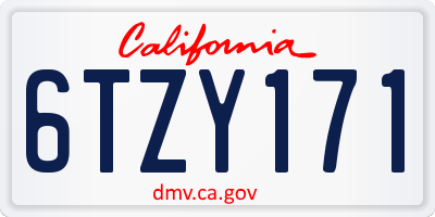 CA license plate 6TZY171