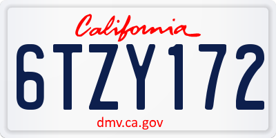 CA license plate 6TZY172