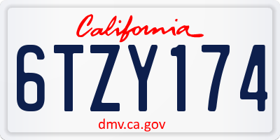 CA license plate 6TZY174