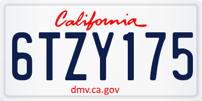 CA license plate 6TZY175