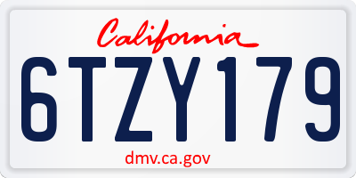 CA license plate 6TZY179