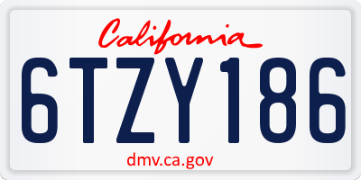 CA license plate 6TZY186