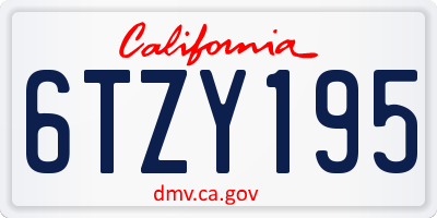 CA license plate 6TZY195