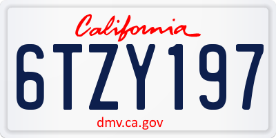 CA license plate 6TZY197