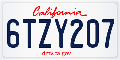 CA license plate 6TZY207