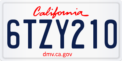 CA license plate 6TZY210