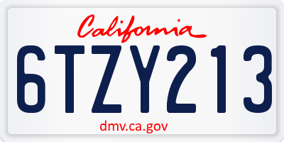 CA license plate 6TZY213