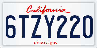 CA license plate 6TZY220