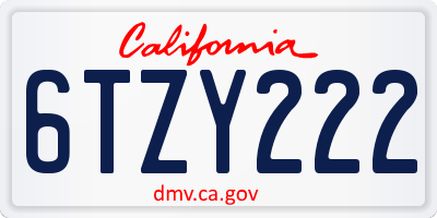 CA license plate 6TZY222