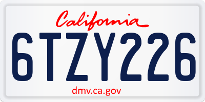 CA license plate 6TZY226