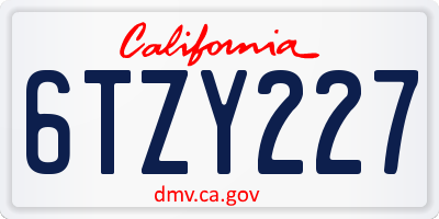 CA license plate 6TZY227