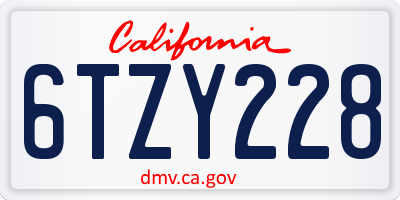CA license plate 6TZY228