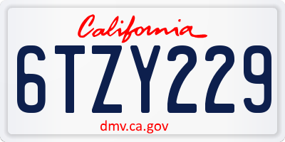 CA license plate 6TZY229