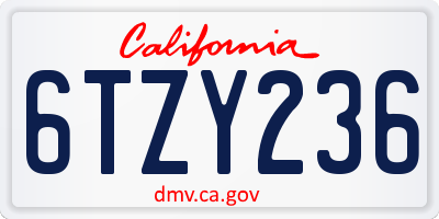 CA license plate 6TZY236