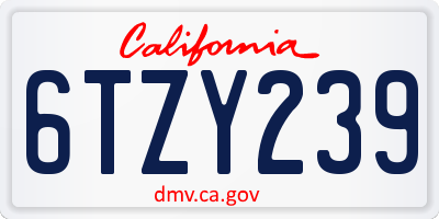 CA license plate 6TZY239