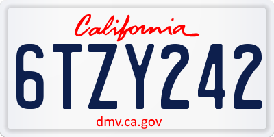 CA license plate 6TZY242