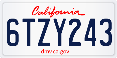 CA license plate 6TZY243