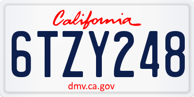 CA license plate 6TZY248