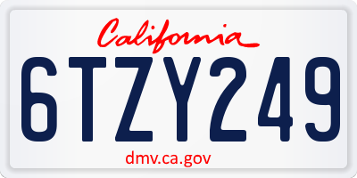 CA license plate 6TZY249