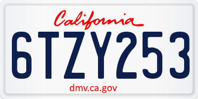 CA license plate 6TZY253