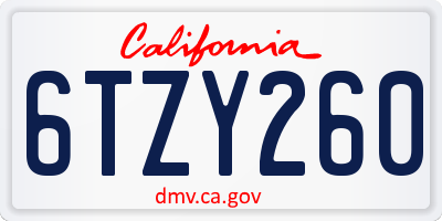 CA license plate 6TZY260