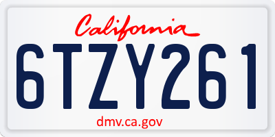 CA license plate 6TZY261