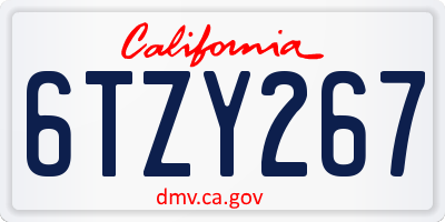CA license plate 6TZY267